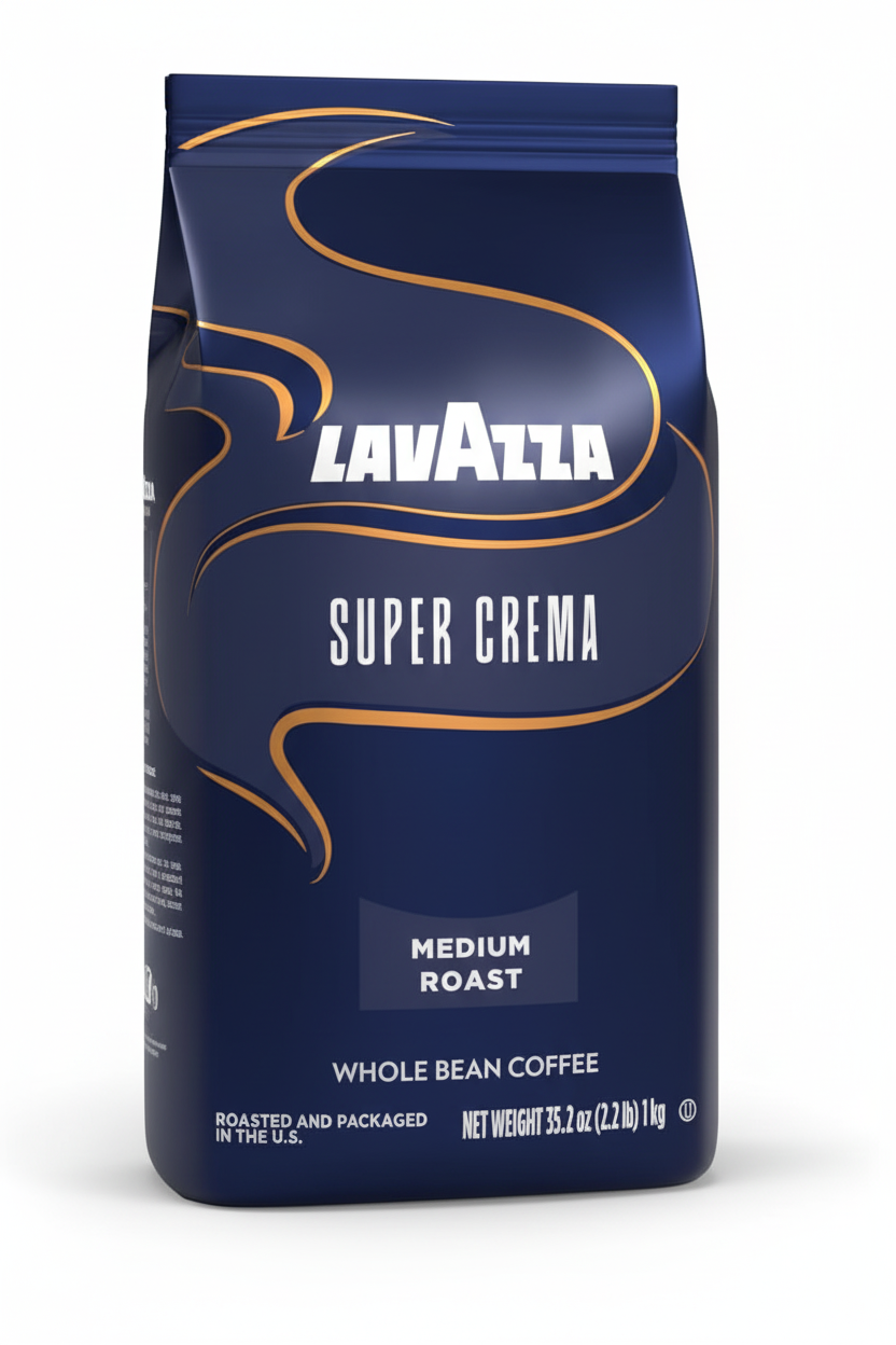 スーパー・クレマ・エスプレッソ 豆 【驚きの特価!】5袋の価格で2袋! 1 kg (2.2 ポンド) 袋 合計5袋 (総重量 5 kg / 11 ポンド)